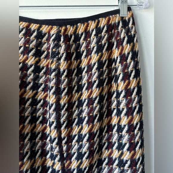 Lafayette 148 Wool Plaid Pencil A Line Midi Metallic Skirt Multi Yellow Black 6 - Picture 8 of 16